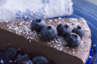 CHOCOLATE CREAM PIE TOPPED with BLUEBERRIES
