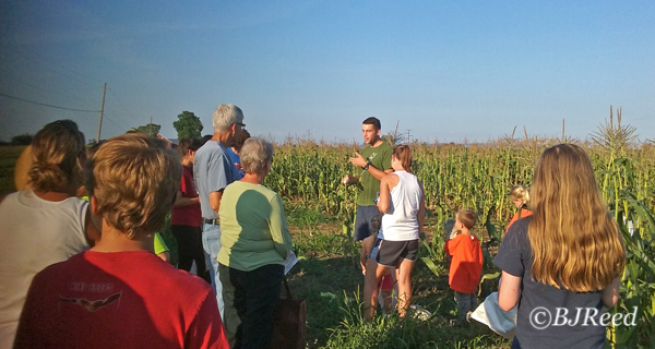 Jay giving a quick tutorial on picking corn.