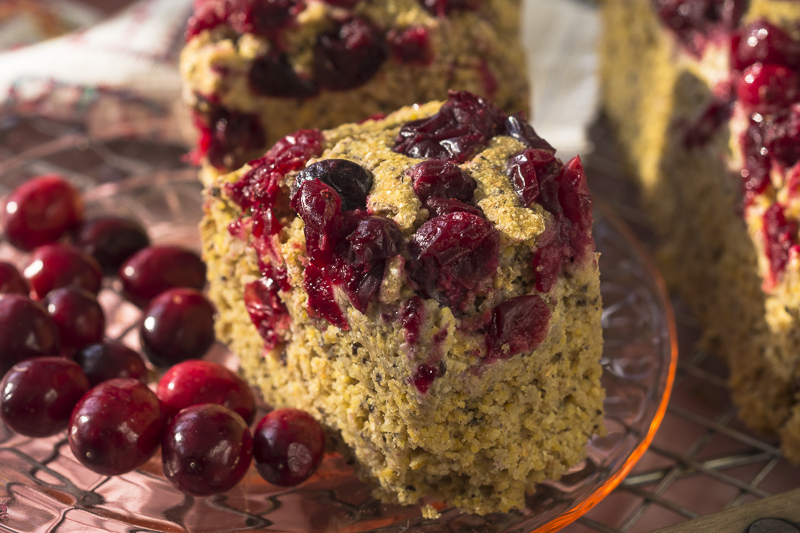 CORNBREAD TOPPED WITH CRANBERRIES