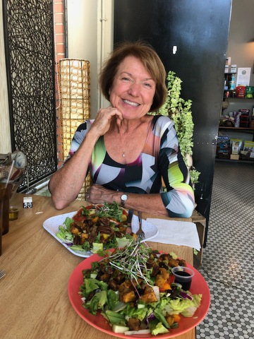 Dr. Liz with Sweet Potato Salad 