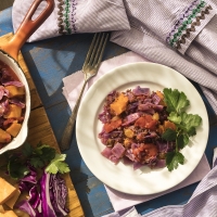 RED QUINOA, RED CABBAGE, SWEET POTATO STEW: