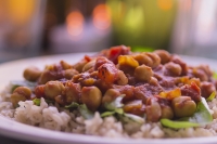 CHANA MASALA OVER BROWN BASMATI RICE