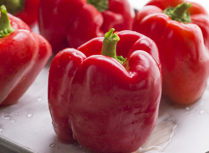 ROASTING RED BELL PEPPERS